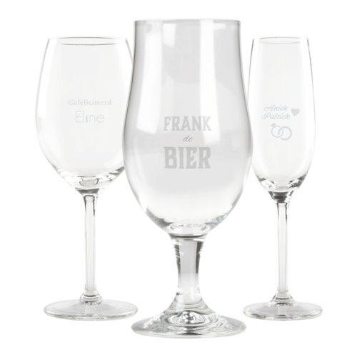 Laat je eigen bierglas, wijnglas of champagneglas graveren!
