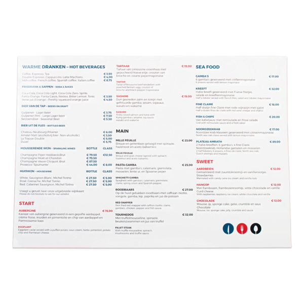 Menukaart A3 liggend binnenkant Menukaart A3 liggend binnenkant