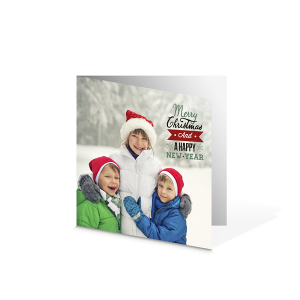 Kerstkaart dubbel vierkant