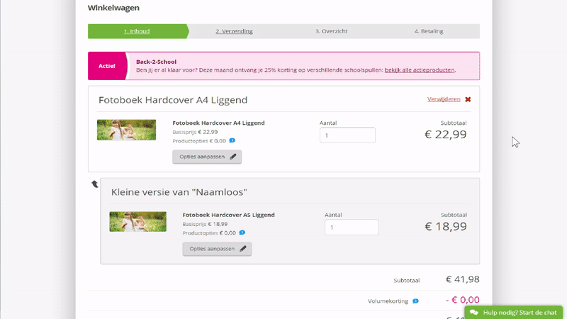 Hoe kan je alleen een kleine versie bestellen